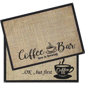 2 Pieces Coffee Bar Mat,Coffee Bar Accessories 20 x14 Inch Coffee Bar Decoration